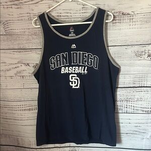 Majestic Navy San Diego Padres Baseball Tank size large